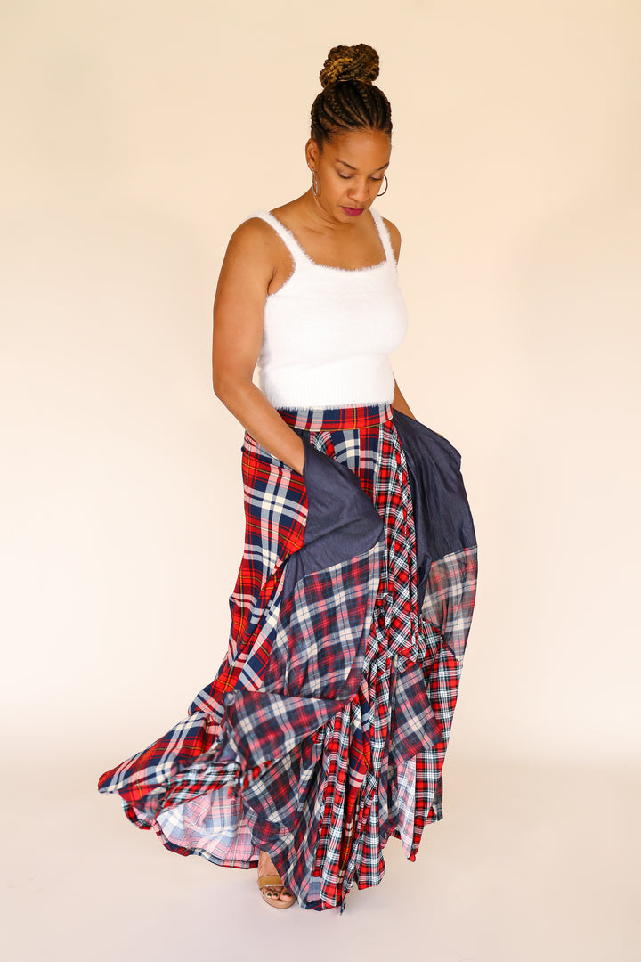 Damsel plaid maxi skirt hotsell